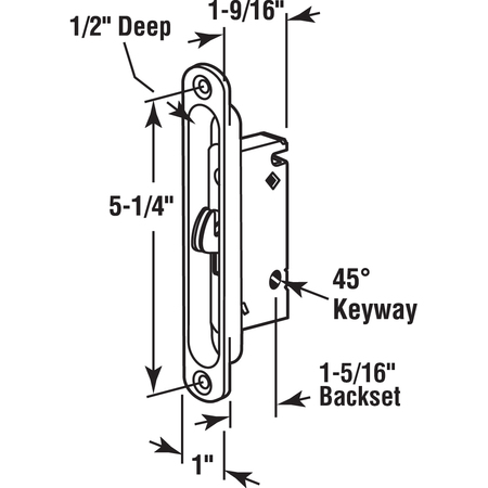 Prime-Line Sliding Door Mortise Latch with Adapter Plate Single Pack E 2189